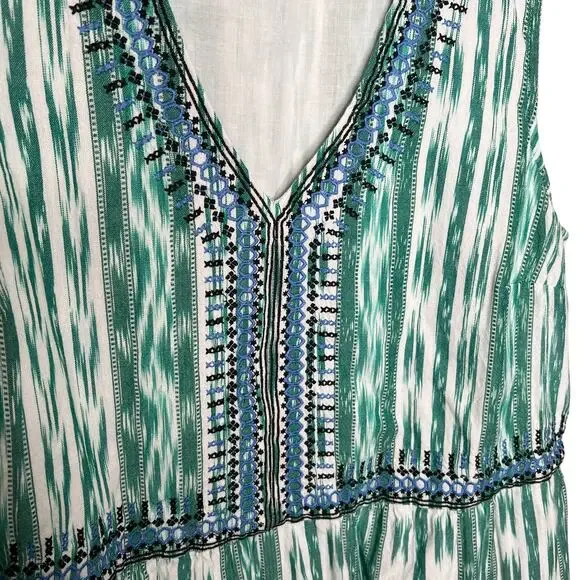 J. Jill Embroidered Cotton Ikat Dress Size Medium - Picture 5 of 10